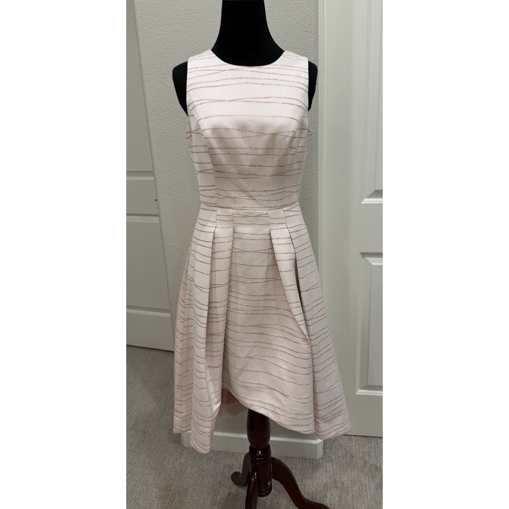 NWT Shoshanna Coraline Pink Metallic Striped High-Low Formal Dress Gown 2